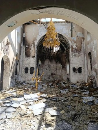 От попадания боеприпаса ВСУ полностью выгорел новый храм в Курской области