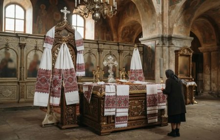 Мощи святых в Киево-Печерской лавре накрыли вышиванками